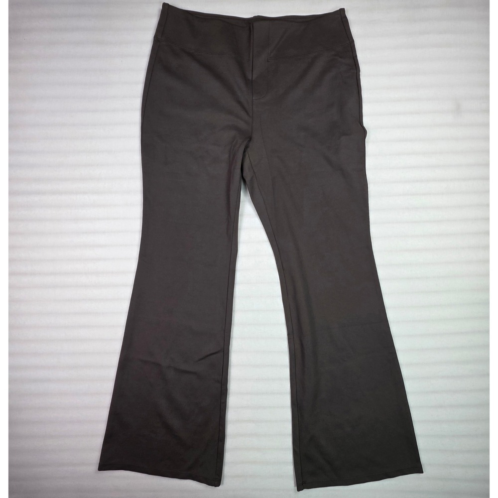 Halara Womens XL Regular Gray High Waisted Flare Leg Pants Back Pockets Stretch
